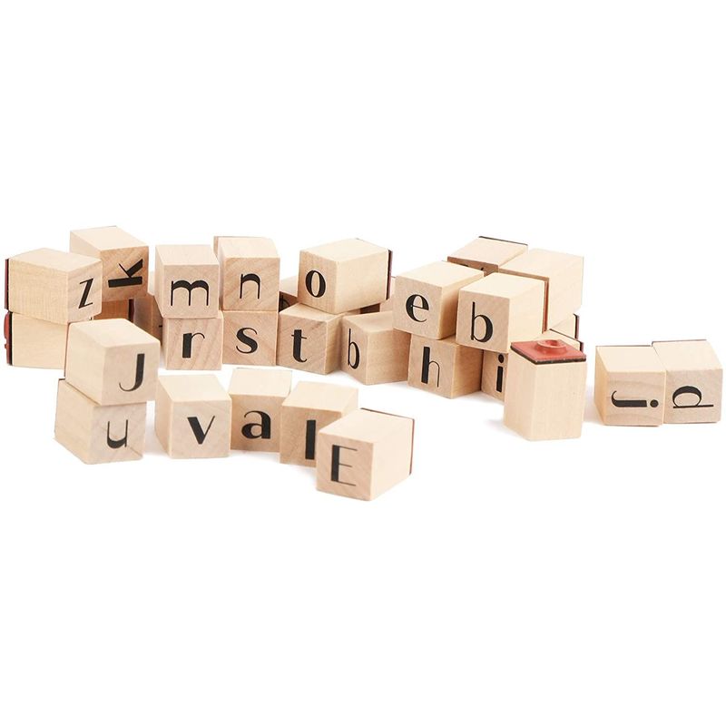 Wooden Stamp Set for Kids with Alphabet Stamps and Carry Case 72