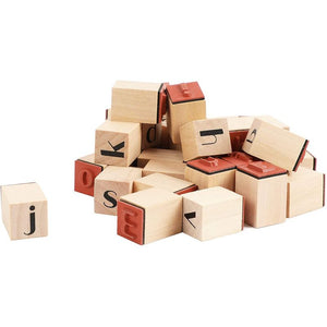 Wood Rubber Stamps, Alphabet Stamp Set (0.6 x 0.6 x 0.9 Inches, 60 Pieces)