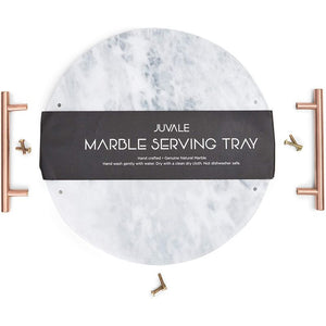 Juvale Round Marble Tray with Handles (11.8 x 10 x 0.4 in)