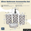 Juvale Silver Bathroom Accessories Set, Toothbrush Holder, Cup, Soap Dish (4 Pieces)