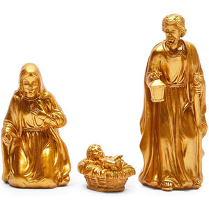 Miniature Nativity Scene Figurines, Religious Christmas Decor (Gold, 11 Pieces)
