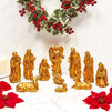 Miniature Nativity Scene Figurines, Religious Christmas Decor (Gold, 11 Pieces)