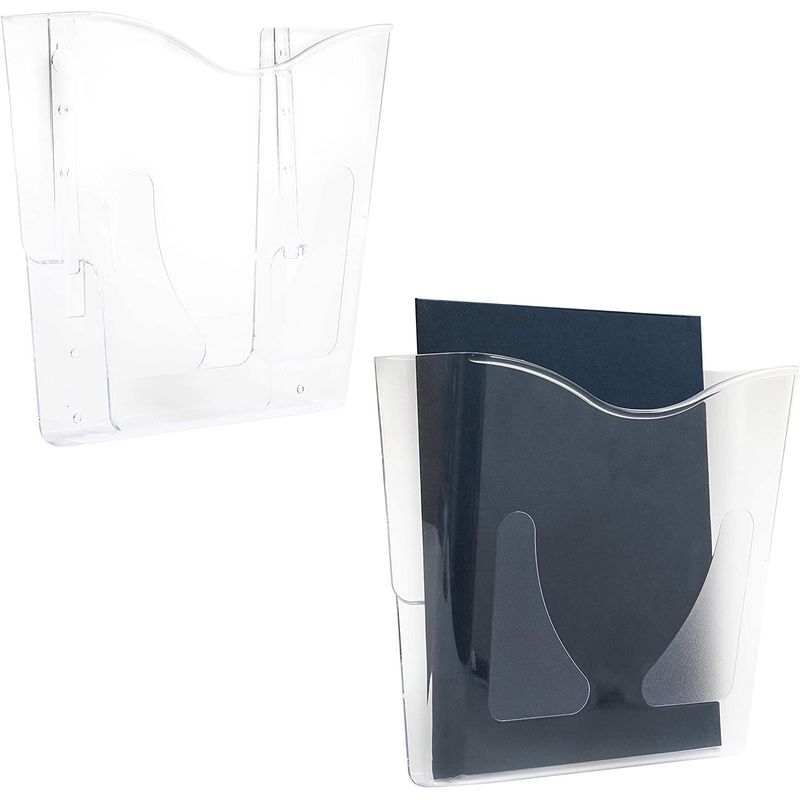 Clear Plastic Wall File Holder (10.5 x 3.7 x 10 in, 2 Pack)