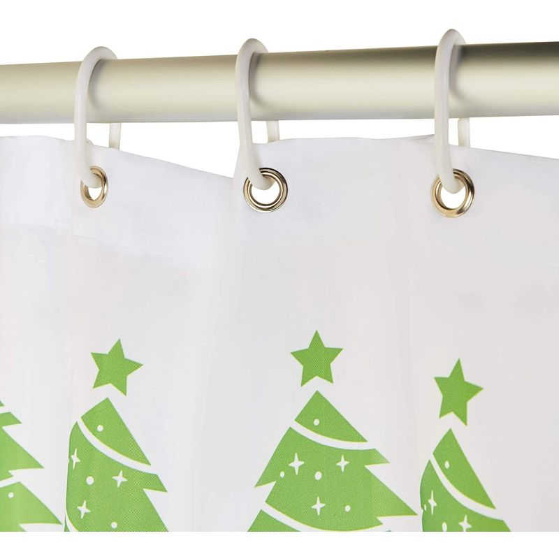 Christmas Tree Shower Curtain Set with 12 Hooks (70 x 71 Inches)