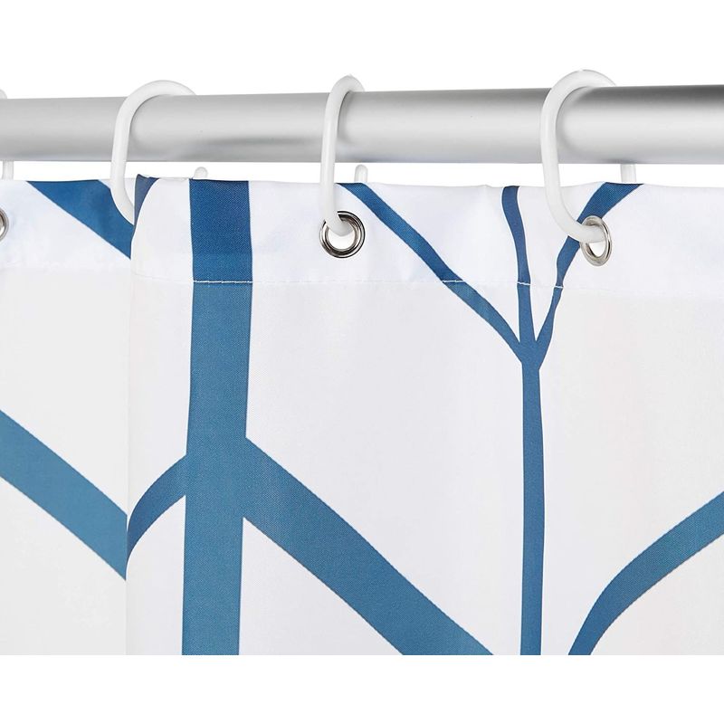 Juvale Blue Herringbone Shower Curtain Set with 12 Hooks (70 x 71 Inches)