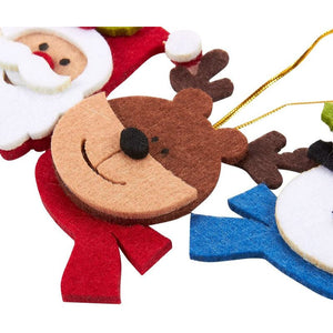 Felt Christmas Tree Ornaments, Reindeer, Santa Claus, and Snowman (12 Pack)