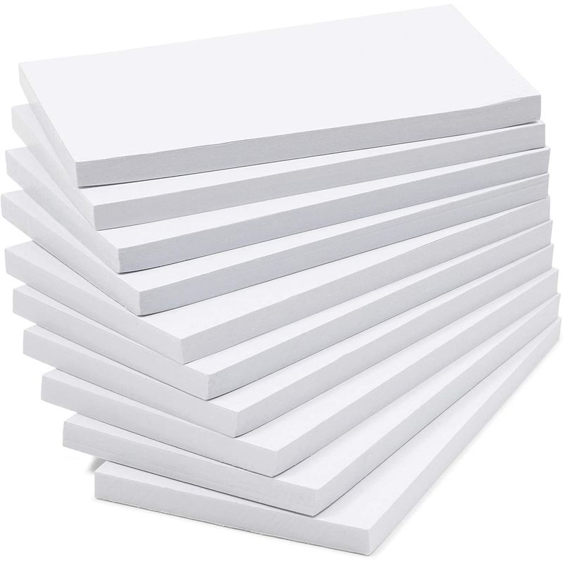 Plain Notepads, Blank Memo Pads with 50 Sheets (3 x 5 Inches, 10 Pack)