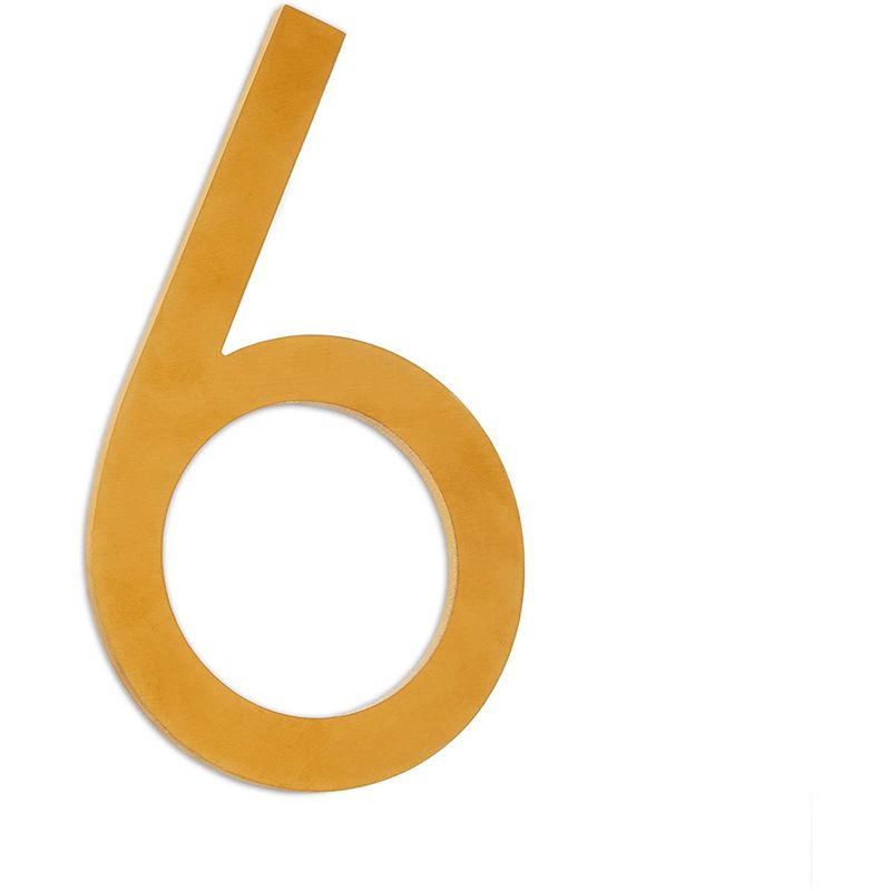 Juvale Metal House Number 6 for Home Address (Gold, 5 Inches)