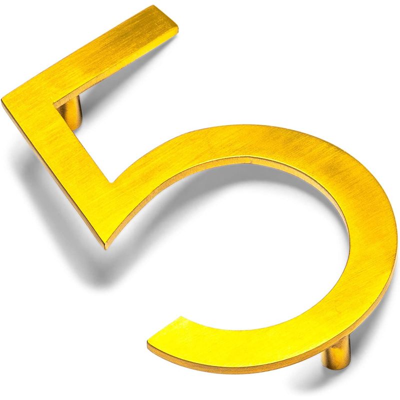 Juvale Metal House Number 5 for Home Address (Gold, 5 Inches)