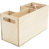 Wooden Utensil Caddy, Cutlery Holder for Kitchen Supplies (11 x 4.8 x 6 Inches)