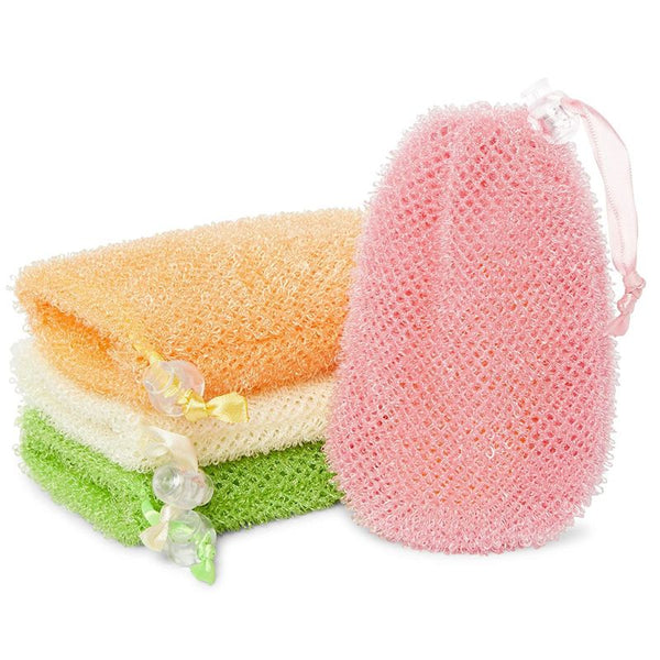 Soap Exfoliating Bag with Drawstring for Shower, 4 Colors (3.5 x 6 In, 4 Pack)