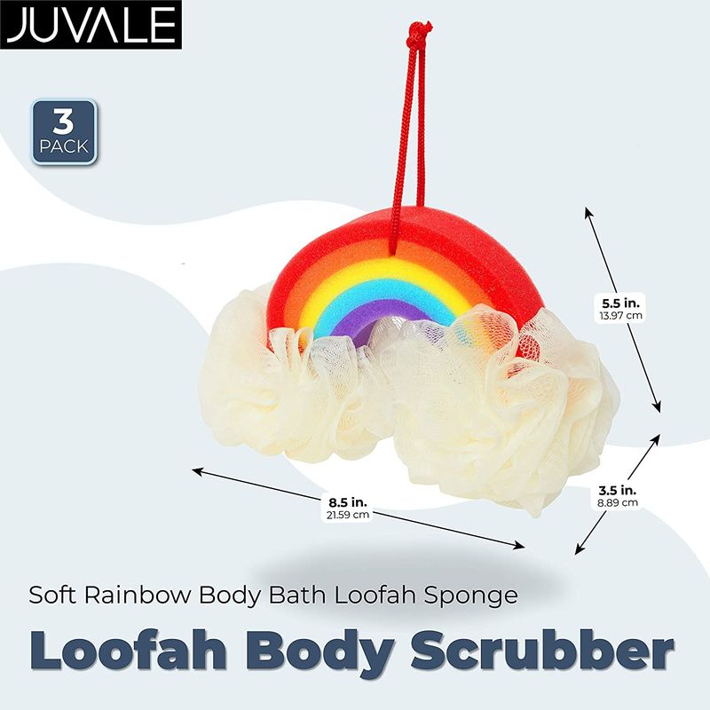 Rainbow Loofah Body Scrubber, Bath Sponge (3 Pack)