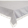 Grey Tablecloth with Tassels, Farmhouse Home Decor (52 x 70 Inches)