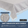 Grey Tablecloth with Tassels, Farmhouse Home Decor (52 x 70 Inches)