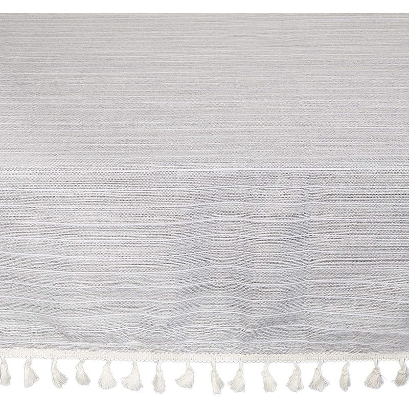 Grey Tablecloth with Tassels, Farmhouse Home Decor (52 x 70 Inches)