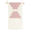 White and Pink Macrame Woven Wall Hanging, Boho Decor (10 x 20 In)