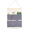 Blue Chevron Stripes Hanging Wall Organizer with 5 Pockets (17.5 x 14 in)