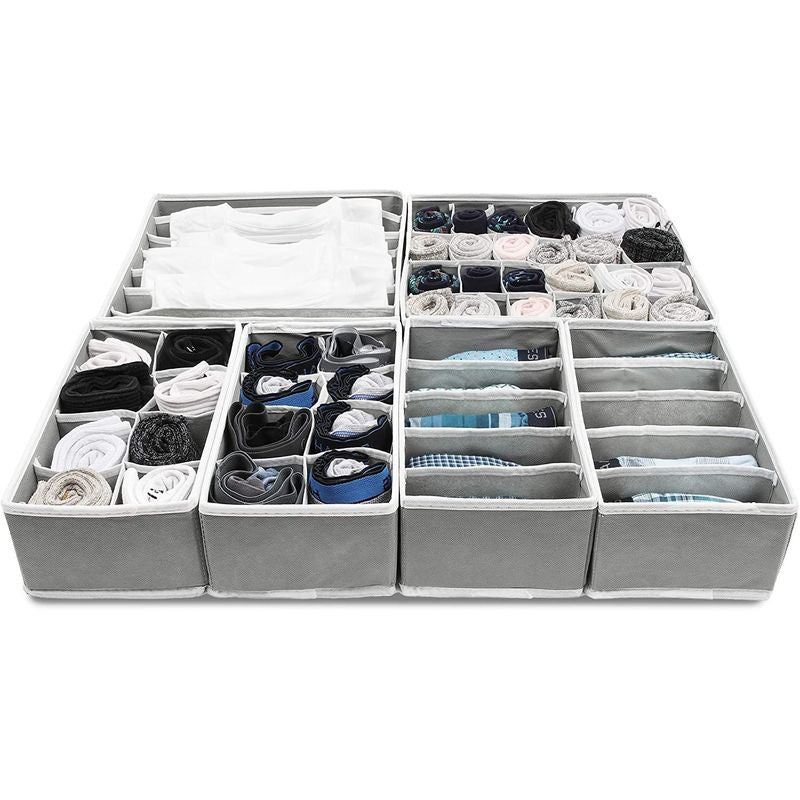 Foldable Drawer Organizer Dividers (11.6 x 6.5 In, Light Grey, 6-Pack)
