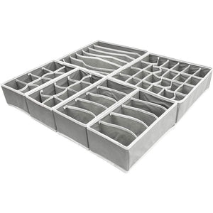 Foldable Drawer Organizer Dividers (11.6 x 6.5 In, Light Grey, 6-Pack)