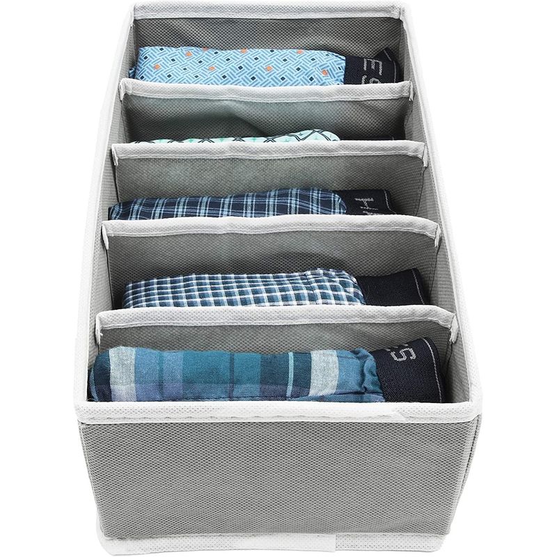 Foldable Drawer Organizer Dividers (11.6 x 6.5 In, Light Grey, 6-Pack)