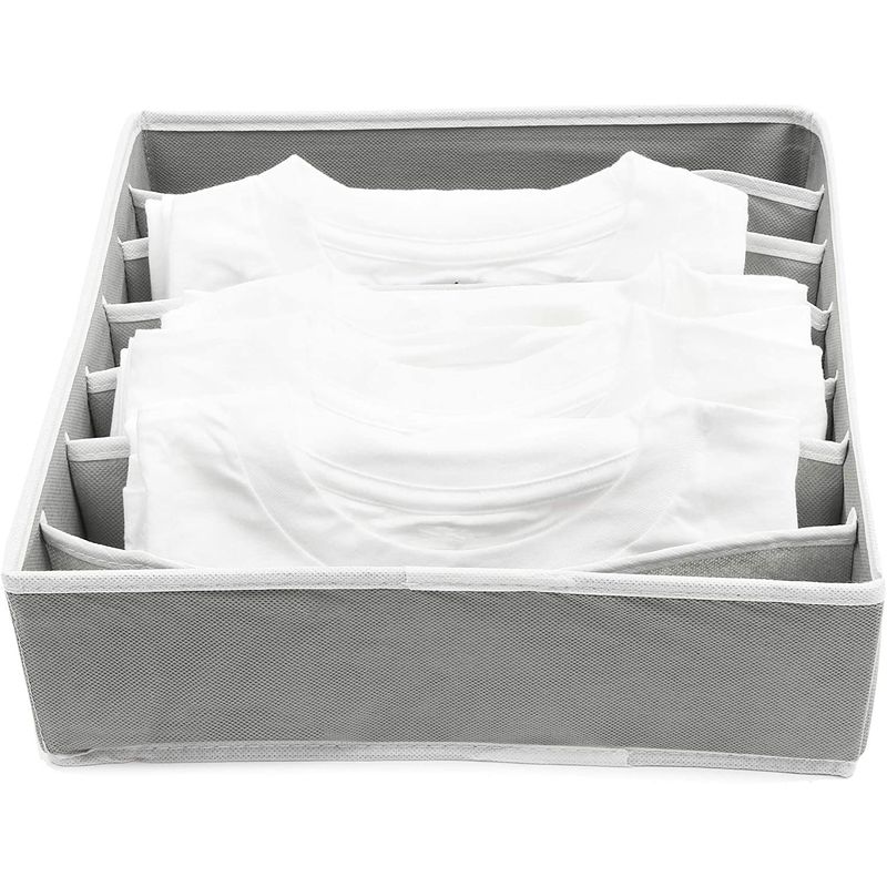 Foldable Drawer Organizer Dividers (11.6 x 6.5 In, Light Grey, 6-Pack)
