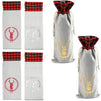 Drawstring Wine Bottle Gift Bags with Christmas Reindeer for Holiday Gifs (13.5 In, 6 Pack)