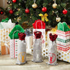 Drawstring Wine Bottle Gift Bags with Christmas Reindeer for Holiday Gifs (13.5 In, 6 Pack)