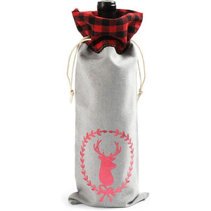 Drawstring Wine Bottle Gift Bags with Christmas Reindeer for Holiday Gifs (13.5 In, 6 Pack)