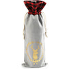 Drawstring Wine Bottle Gift Bags with Christmas Reindeer for Holiday Gifs (13.5 In, 6 Pack)