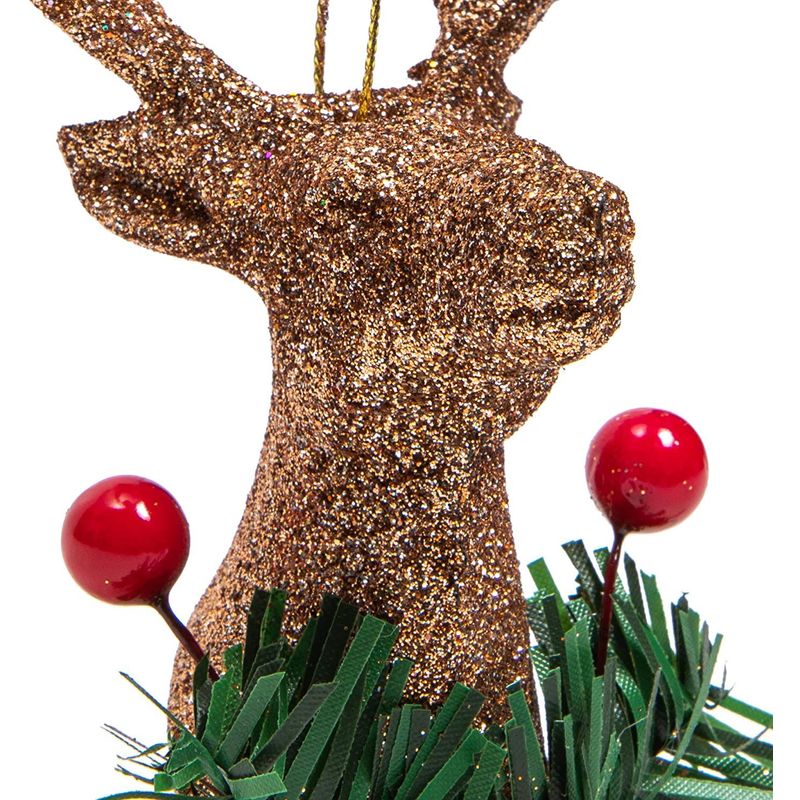 Christmas Tree Ornaments, Reindeer Decorations with Jingle Bells (5 in, 12 Pack)