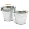 Galvanized Metal Buckets with Wooden Handles for Decoration (4.5 in, 6 Pack)
