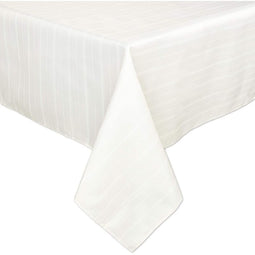 Beige Striped Tablecloth, Polyester Table Cover (54 x 108 in)
