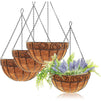 Metal Hanging Flower Planter Basket with Coco Coir Liner, Home and Garden Decor (14 in, 4 Pack)