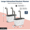 Large Galvanized Hanging Bucket Planter, Metal Tin Buckets for Flowers (10 x 4.5 x 5 in, 2 Pack)