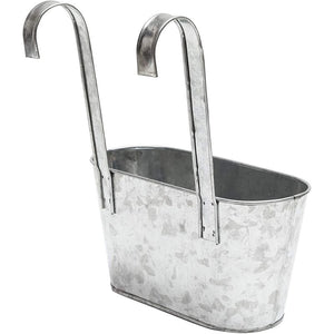 Large Galvanized Hanging Bucket Planter, Metal Tin Buckets for Flowers (10 x 4.5 x 5 in, 2 Pack)
