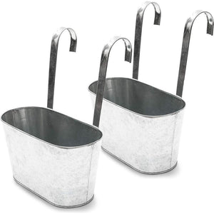 Metal Bucket Planter, Galvanized Planters for Outdoors (2 Pack)