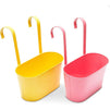Pink and Yellow Metal Bucket Hanging Planters (12 x 5.5 x 6 in, 2 Pack)