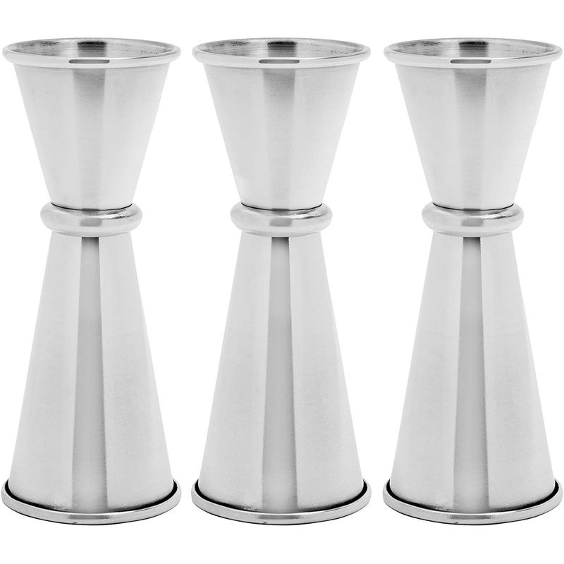 Double Ended Jiggers, Stainless Steel Cocktail Bar Tools (3 Pack)