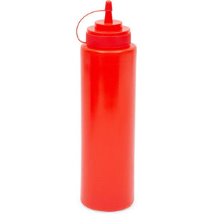Plastic Condiment Squeeze Bottles (Red, 32 oz, 6 Pack)