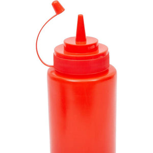 Plastic Condiment Squeeze Bottles (Red, 32 oz, 6 Pack)