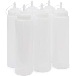 Plastic Condiment Squeeze Bottles (Clear, 32 oz, 6 Pack)
