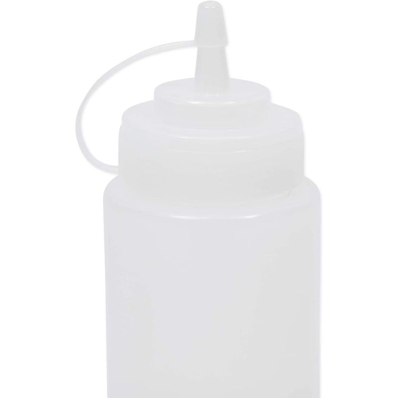 Plastic Condiment Squeeze Bottles with Tipped Caps (Clear, 16 oz, 6 Pack)