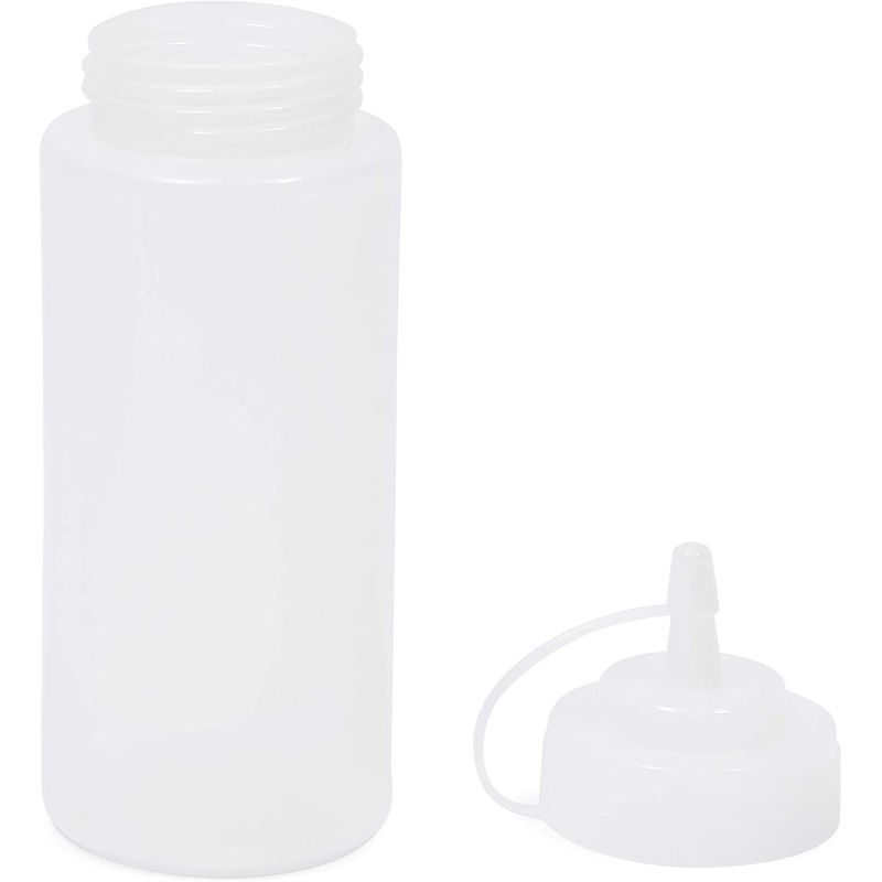 Plastic Condiment Squeeze Bottles with Tipped Caps (Clear, 16 oz, 6 Pack)