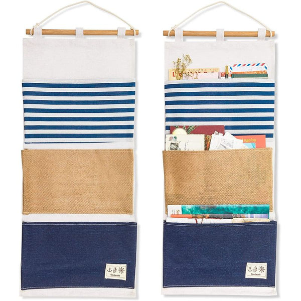 Wall Mounted Organizer with 3 Pockets for Hanging Storage (11.75 x 27 In, 2 Pack)