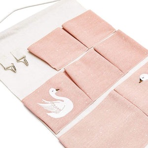 Pink Swan Wall Mounted Organizer with 7 Pockets (14 x 19 Inches)