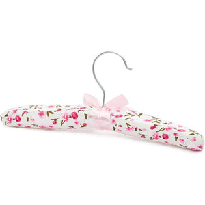 Satin Padded Hangers in Pink Floral Print, Kids Nursery (9.45 in, 12 Pack)