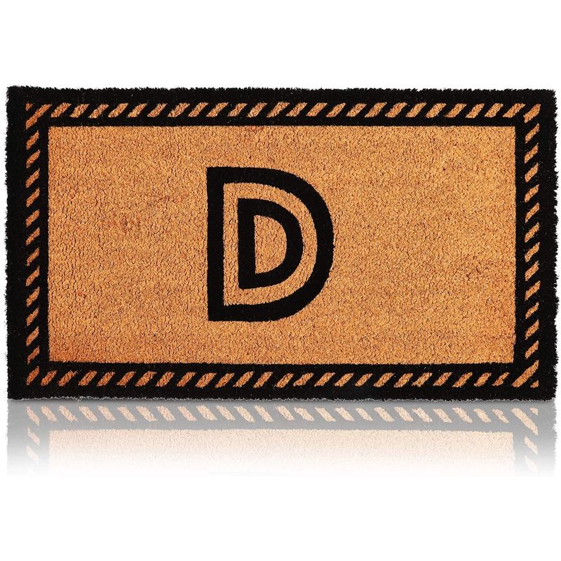 Coco Coir Initial Letter D Monogram Doormat (30 x 17 In)