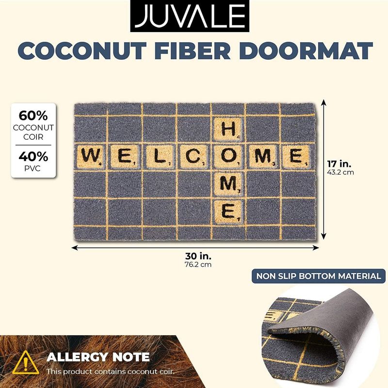 Coco Coir Mat, Welcome Home Doormat Tile Letters, Nonslip (17 x 30 in)