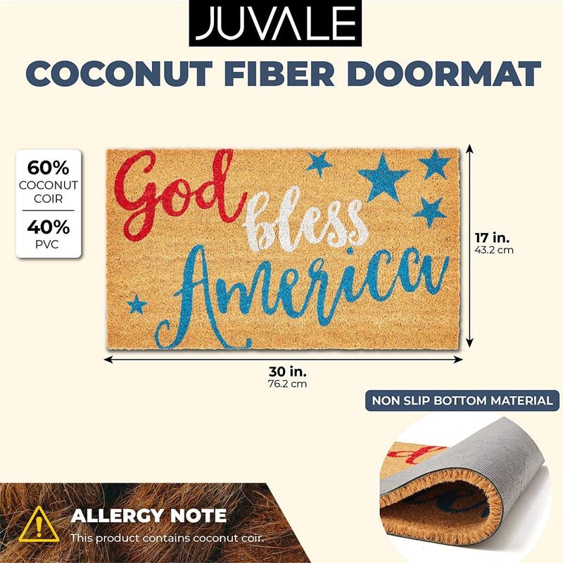 Coco Coir Door Mat, America Patriotic Outdoor Decor (30 x 17 In)