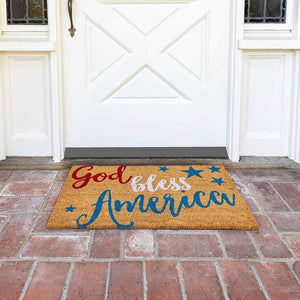 Coco Coir Door Mat, America Patriotic Outdoor Decor (30 x 17 In)